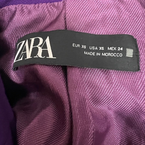 ZARA Double Breasted Crop Long Sleeve Purple Blazer Jacket XS NWT - Picture 9 of 11